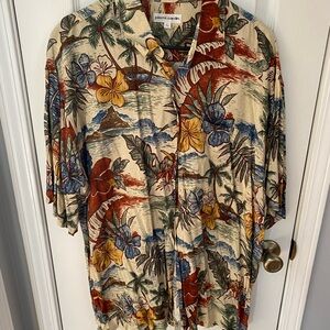 Vintage Pierre‎ Cardin Men's Tropical Print Shirt - Multicolor